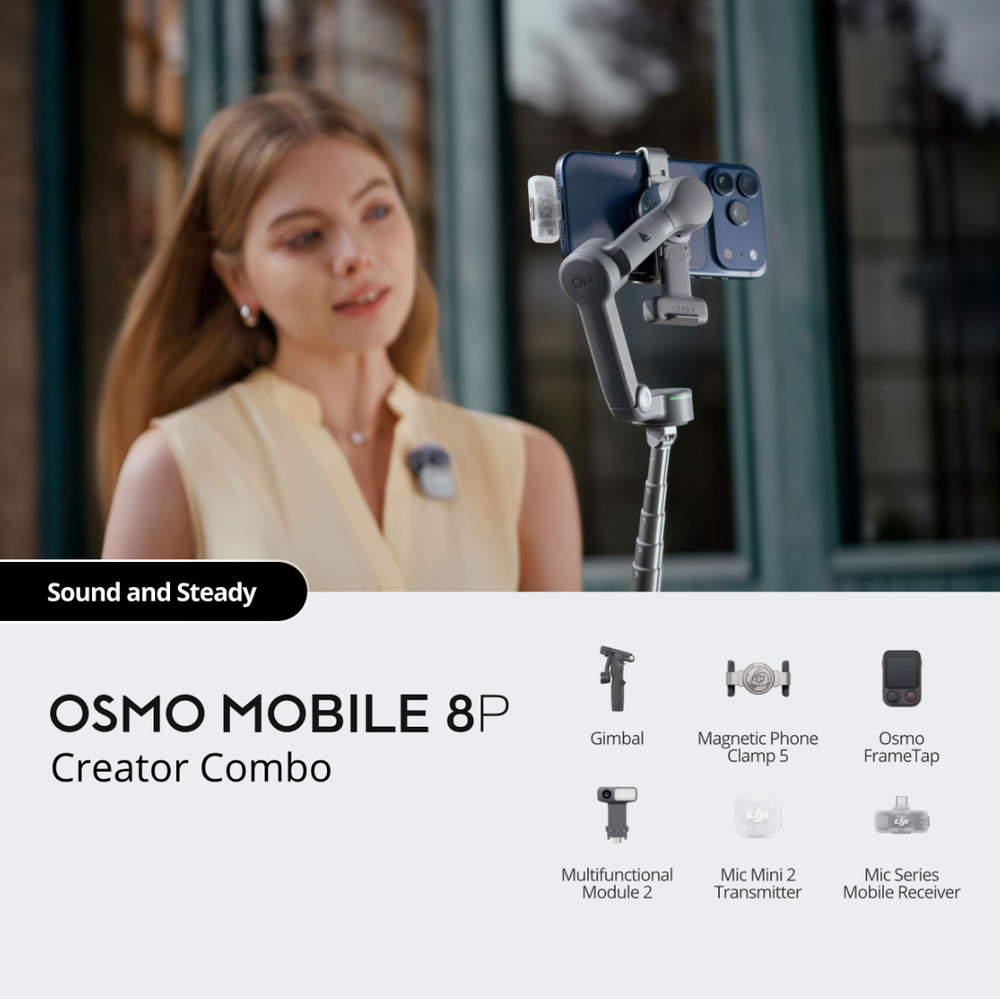 Osmo Mobile 8P Standard Combo Intuitive Controls Long Battery Life for Vlogging