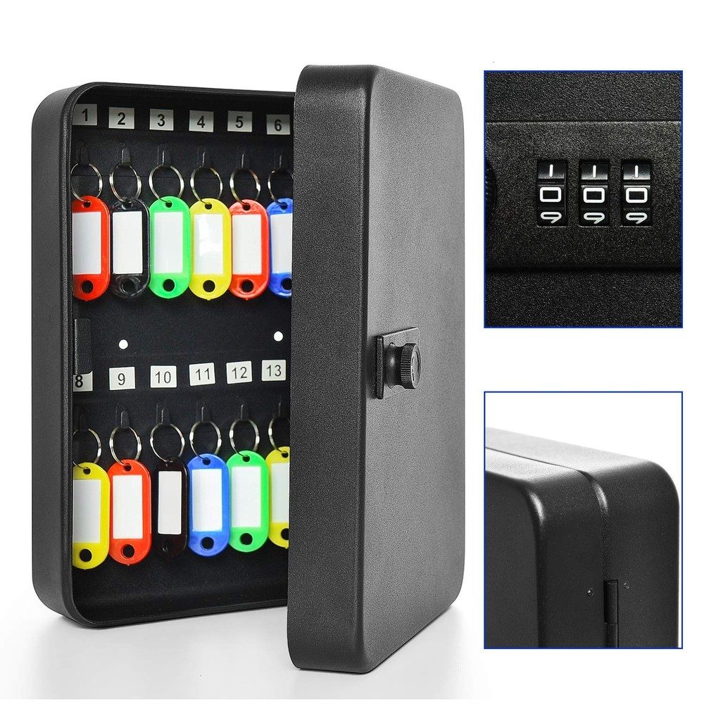 28 Key Cabinet Wall Mount Steel Key Box Wall Mount with Code Combination