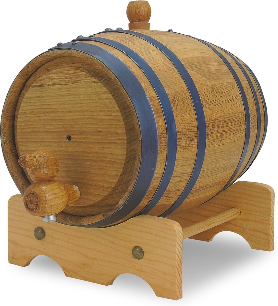 Distillery-Grade Charred Oak Barrel for Aging Spirits with 12-Page Recipe Guide