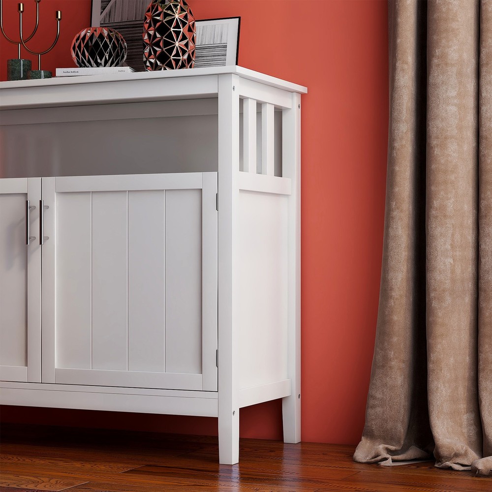 White Kitchen Storage Sideboard Buffet Server Cabinet, Adjustable Shelves