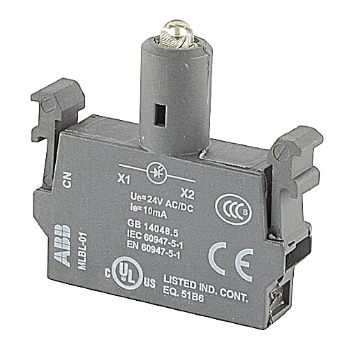 MLBL-01Y, ABB, LED block - Yellow - Illuminated - Front mounting - 24 V