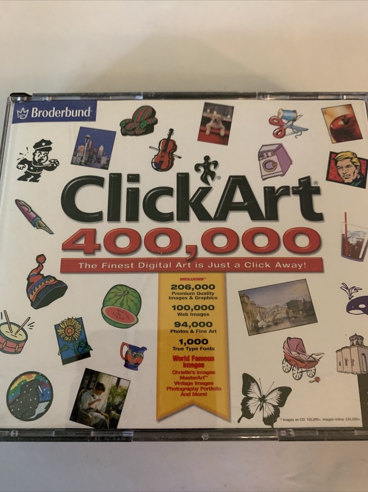 ClickArt 400,000 Computer Software for Windows by Broderbund AOL Graphics CD