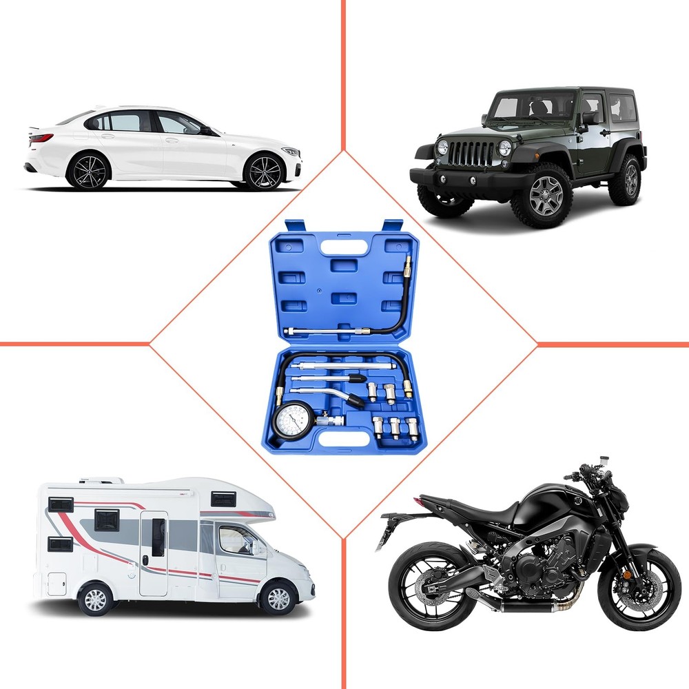 11 Piece Compression Tester Set, Car Compression Tester Kit for Gasoline Engine ...