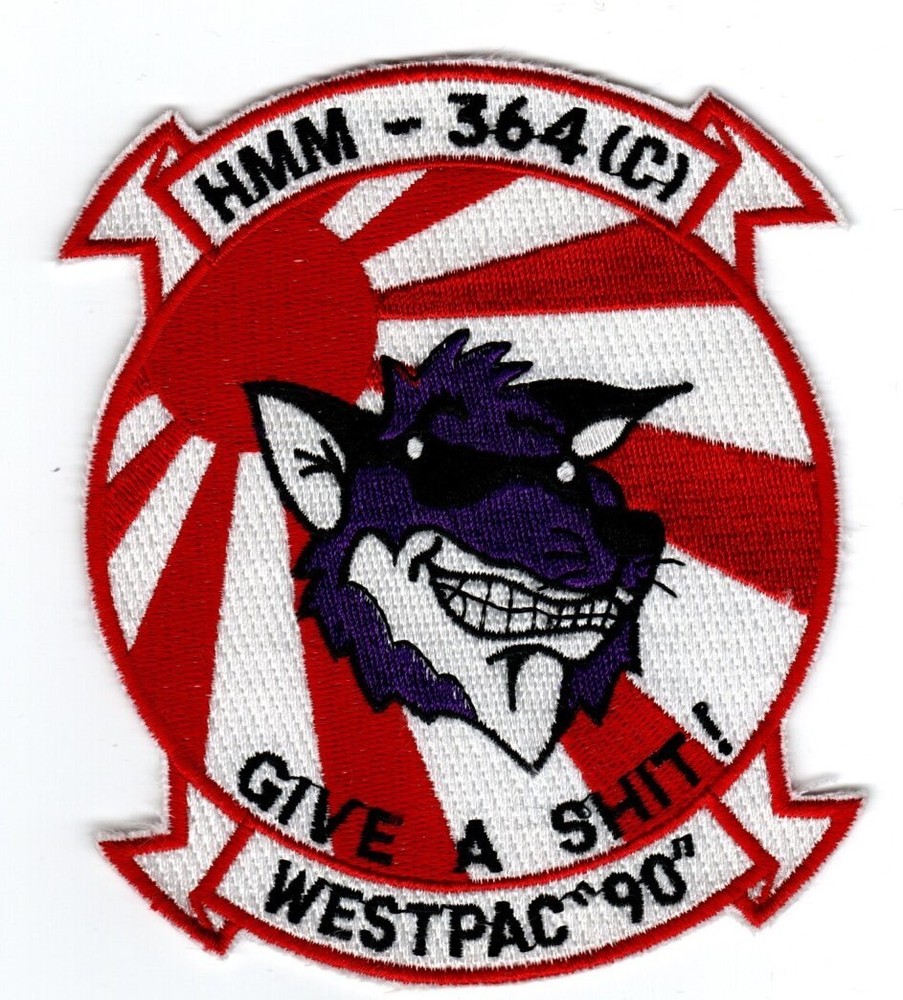 Marine Medium Helicopter Squadron HMM-364 (C) "Purple Foxes". Westpac "90"patch.