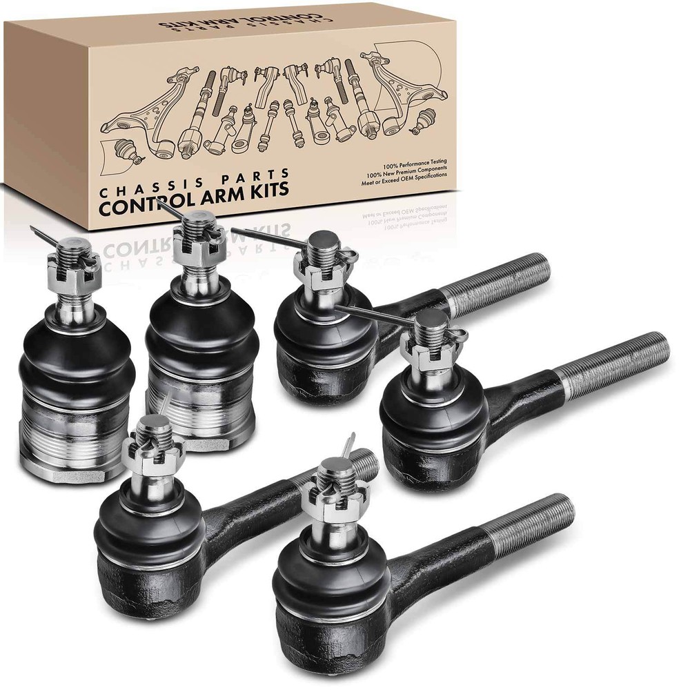 6x Front Upper Ball Joint Inner & Outer Tie Rod Ends for Dodge Ram 1500 Van B100