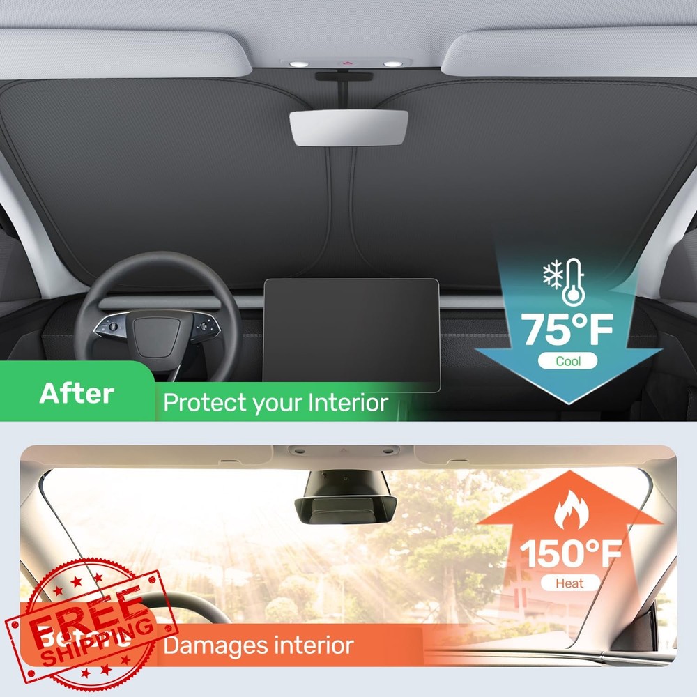 Zanch Upgraded Tesla Model S Windshield Sun Shade