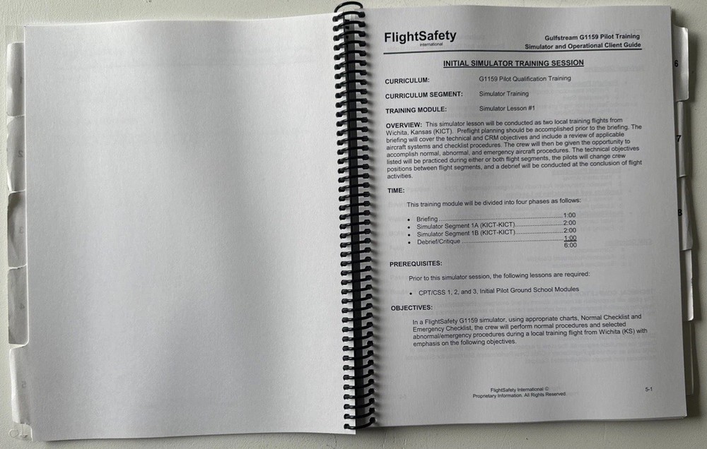 Gulfstream G-1159 Pilot Training Simulator & Operational Client Guide*EXCELLENT*