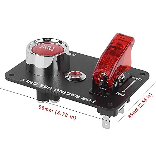 Racing Car Ignition Switch Panel, 12V Switch Panel 2 in 1 with Car Engine red