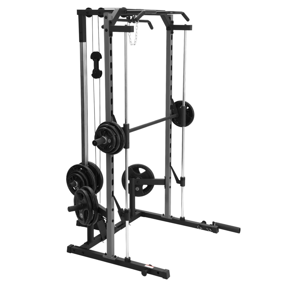 Smith Machine Power Cage Rack with Squat Rack & LAT Pull Down System Home Gym US