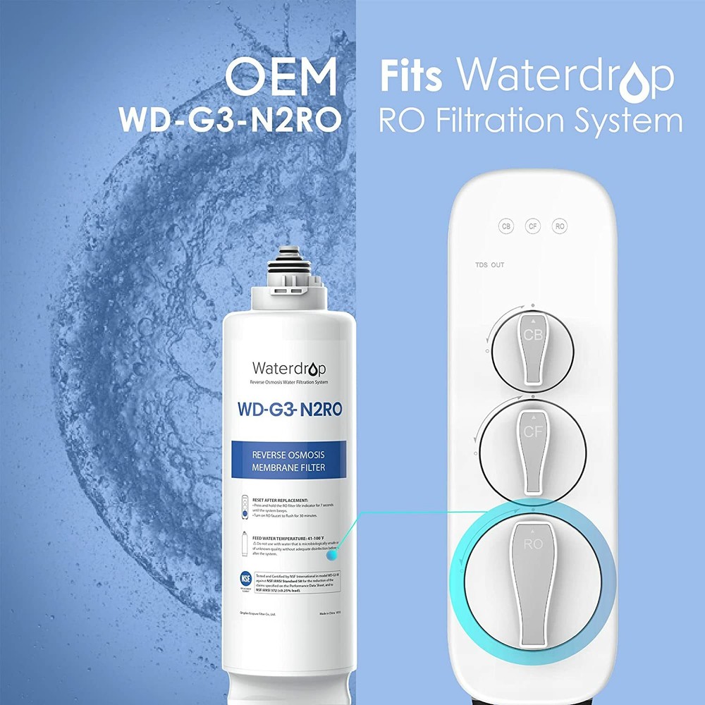 Waterdrop WD-G3-N2RO Filter, Replacement for WD-G3-W Reverse Osmosis System