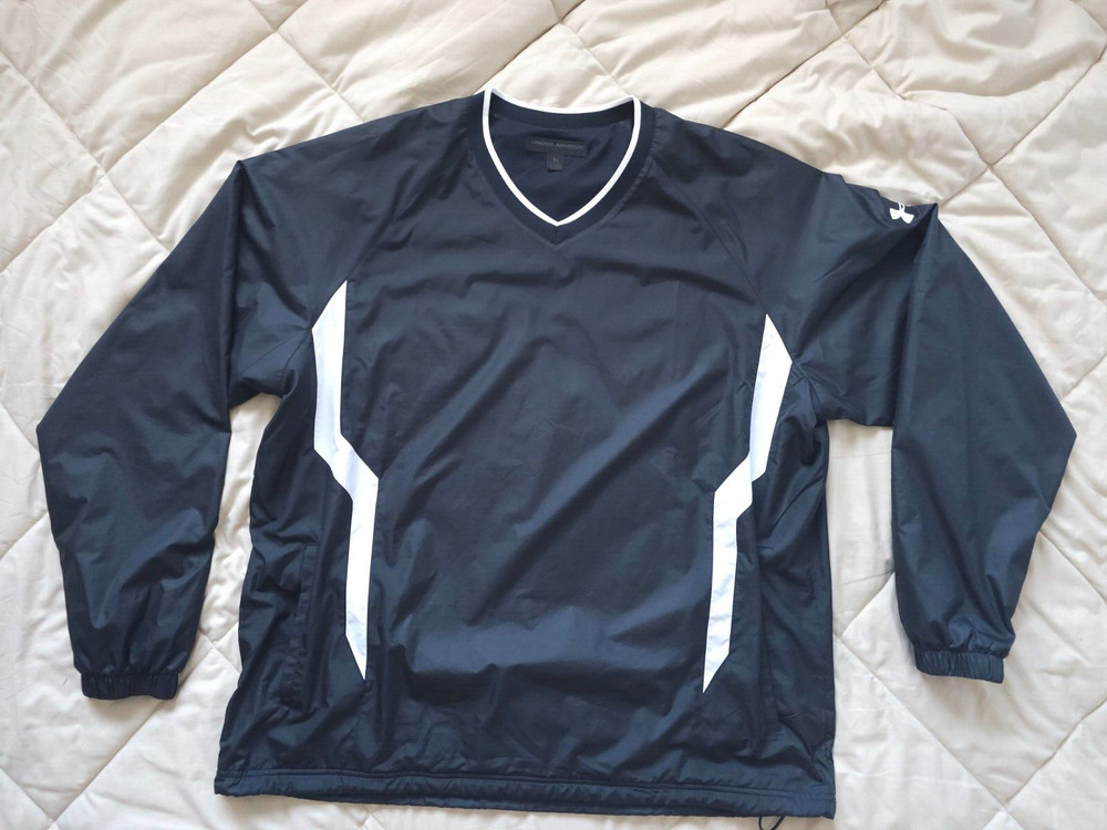 UNDER ARMOUR V NECK PULLOVER SWEATSHIRT SHELL JACKET Sz Mens XL Black