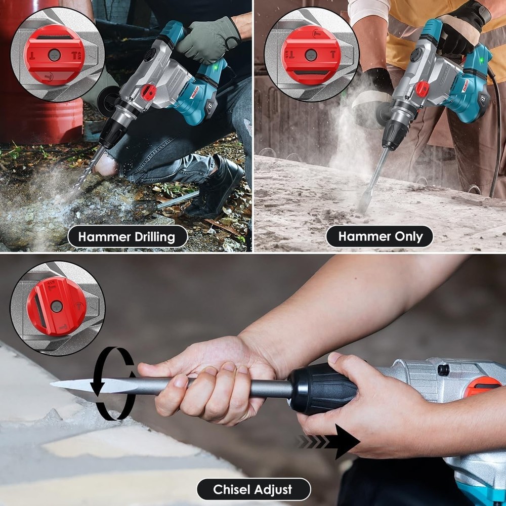 Complete SDS-Max Hammer Kit: 13 Amp Drill with Chisel, Bit & Tool Bag Included