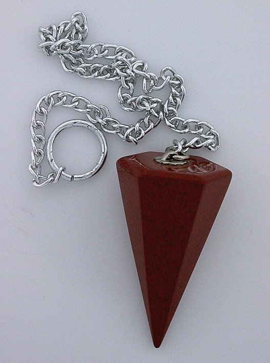 Red Jasper Crystal Pendulum Silver Colored Chain Reiki Metaphysical ebs4764