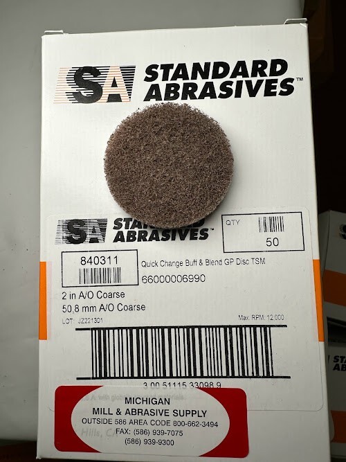 STANDARD ABRASIVE 840311 2" A/O COARSE QUICK CHANGE DISC BOX:25