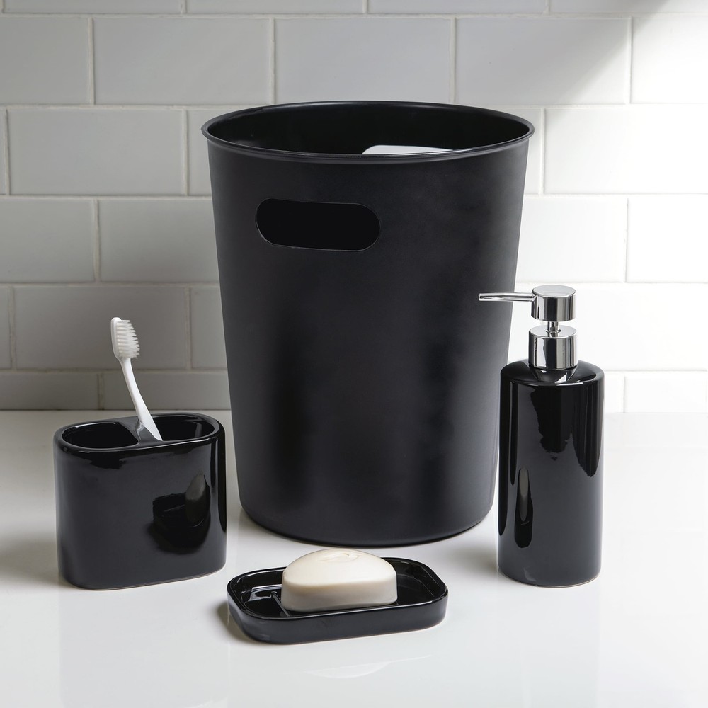 Mainstays Basic Rich Black Ceramic Toothbrush Holder for Adults