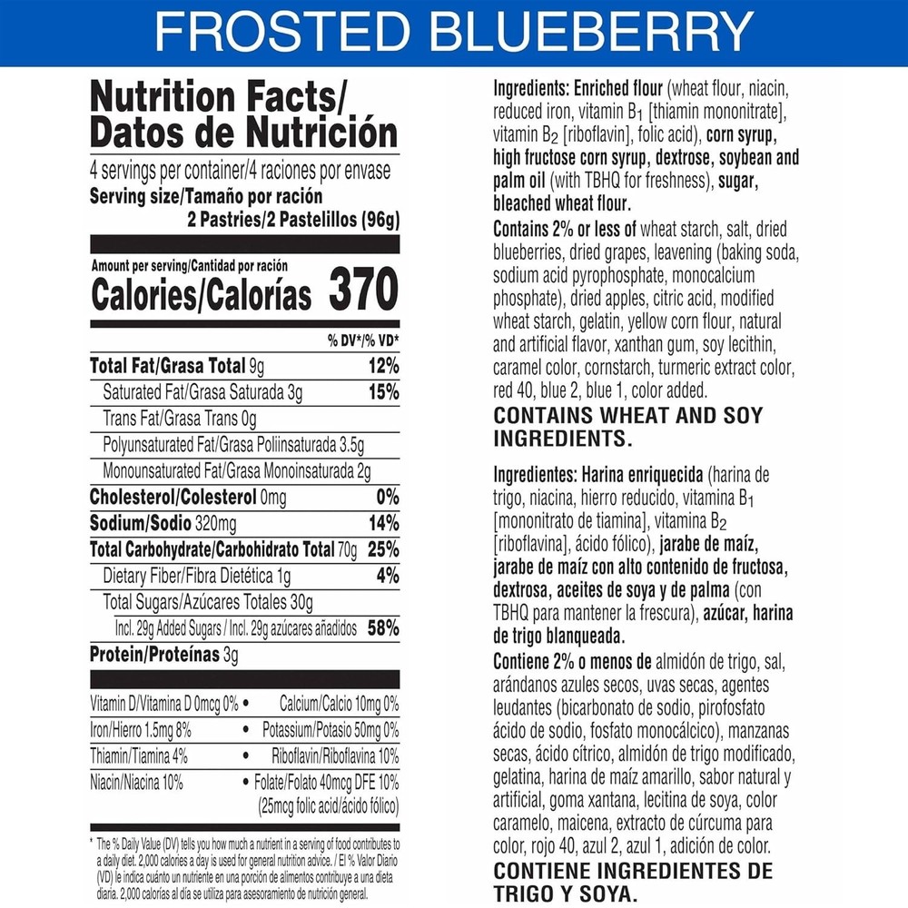 Frosted Blueberry Pastry Pack, Breakfast Foods, Snacks