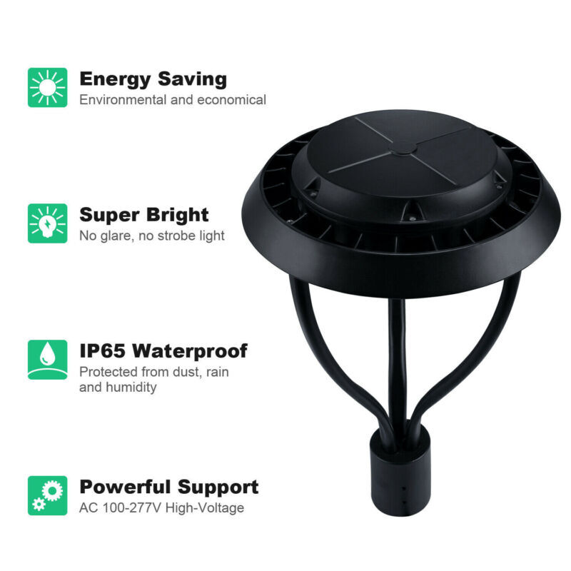 100W LED Post Top Lights 400W Equivalent Circular Area Pole Lights for Pathway