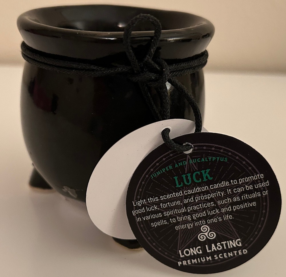 Green Luck Candle in a Ceramic Cauldron!