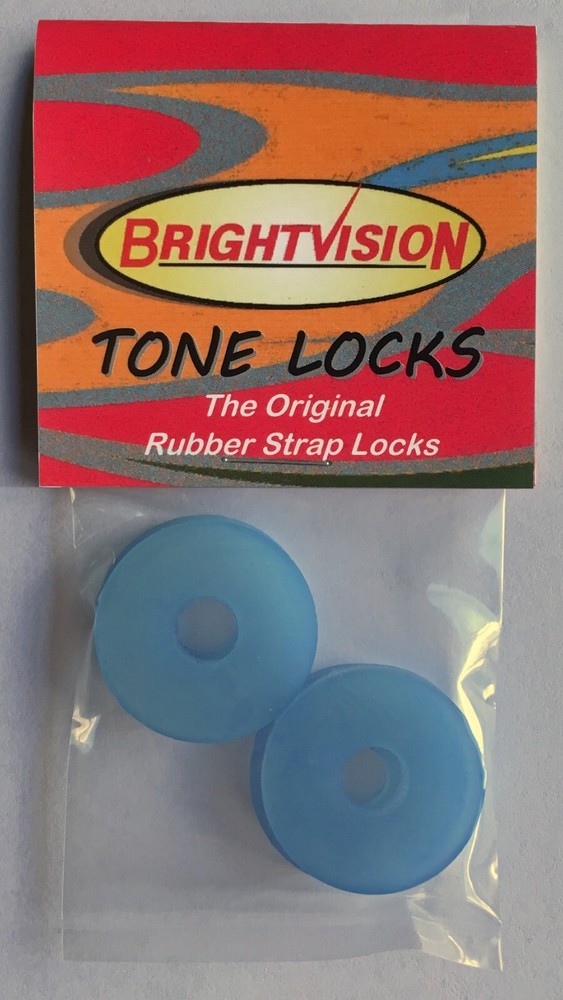 Four ICE-BLUE Rubber Guitar Strap Locks - Classic Design & Great Reliability