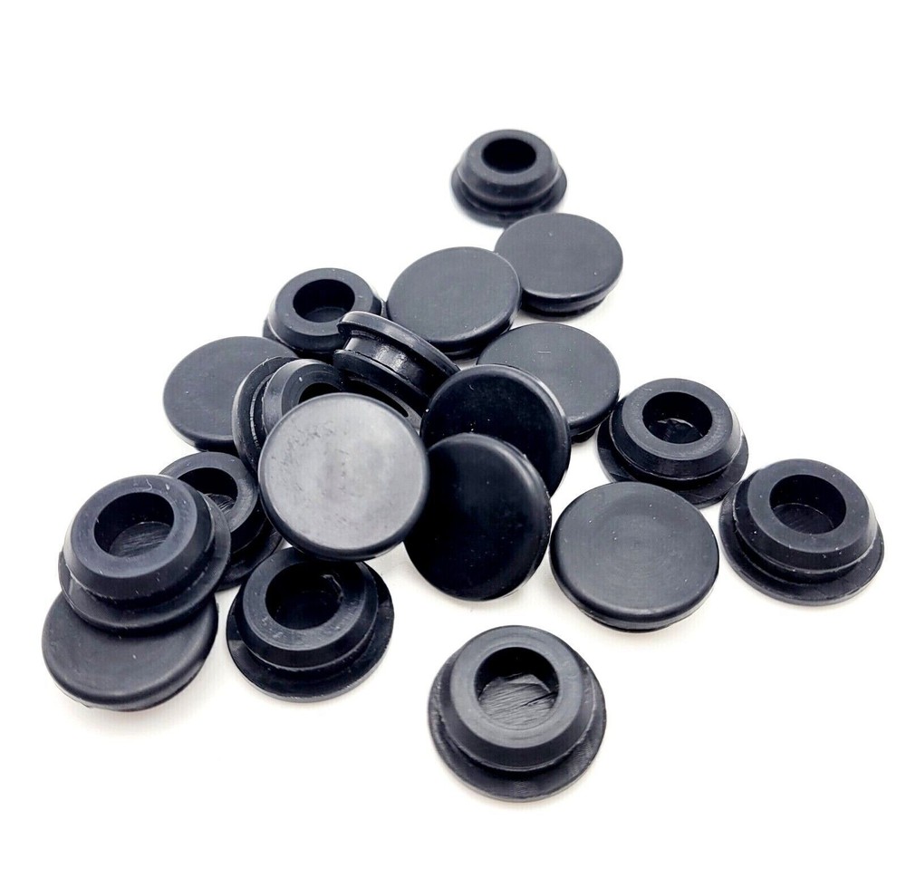 10X 1/2" Solid Rubber Grommet Panel Plug for 1/8” Thick Wall 5/8" OD 10 Pack