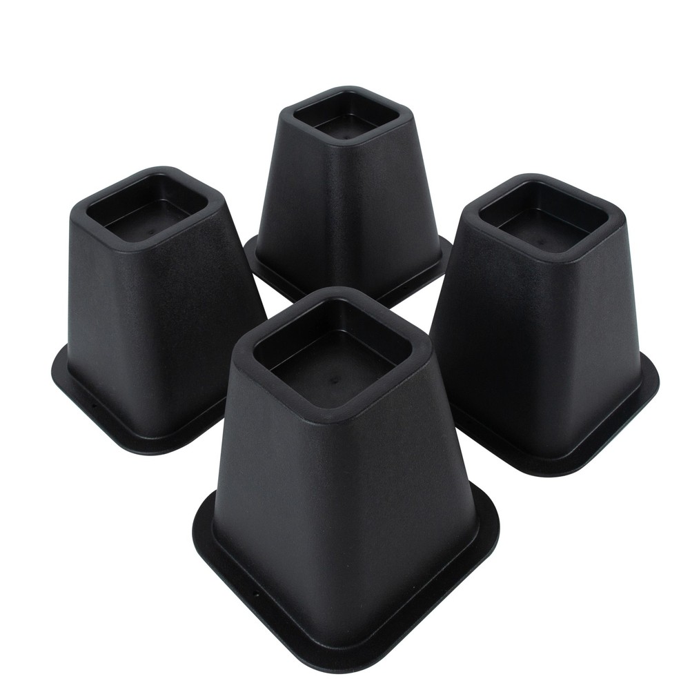 6 inch Durable Plastic Bed Risers 4 Pack in Black, 2.75 lb