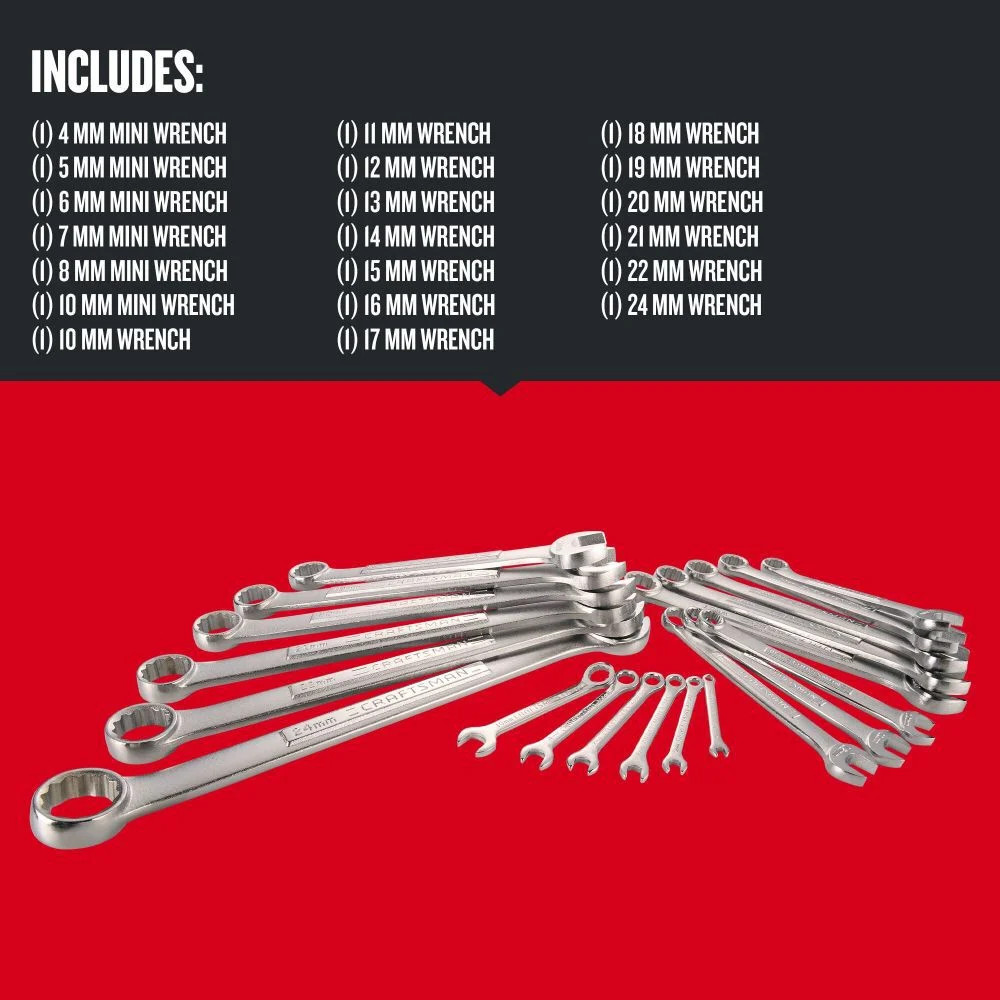 Craftsman Metric Combination Wrench Set, 20Pc