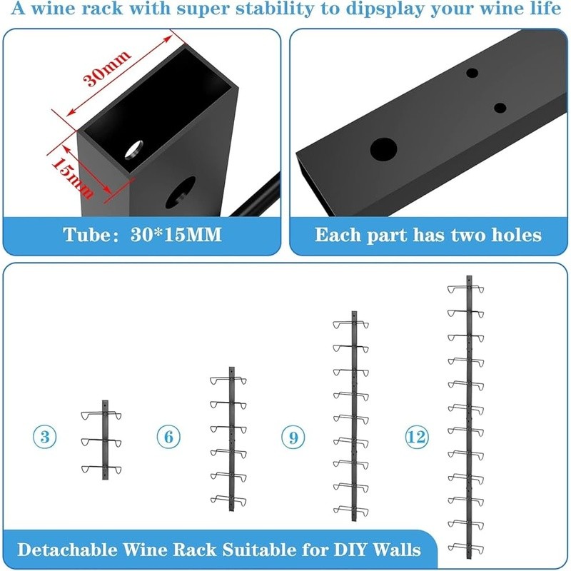 Wall Mounted Wine Rack Sturdy DIY Detachable Storage Organizer Display New