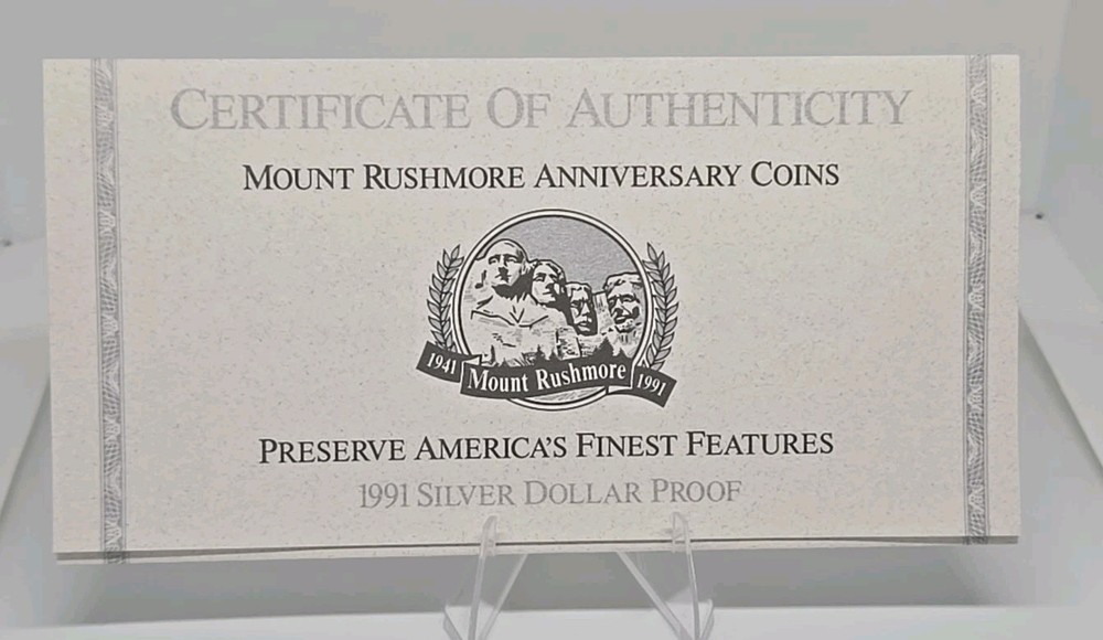 1991 Mount Rushmore Commemorative Silver Dollar Proof Coin