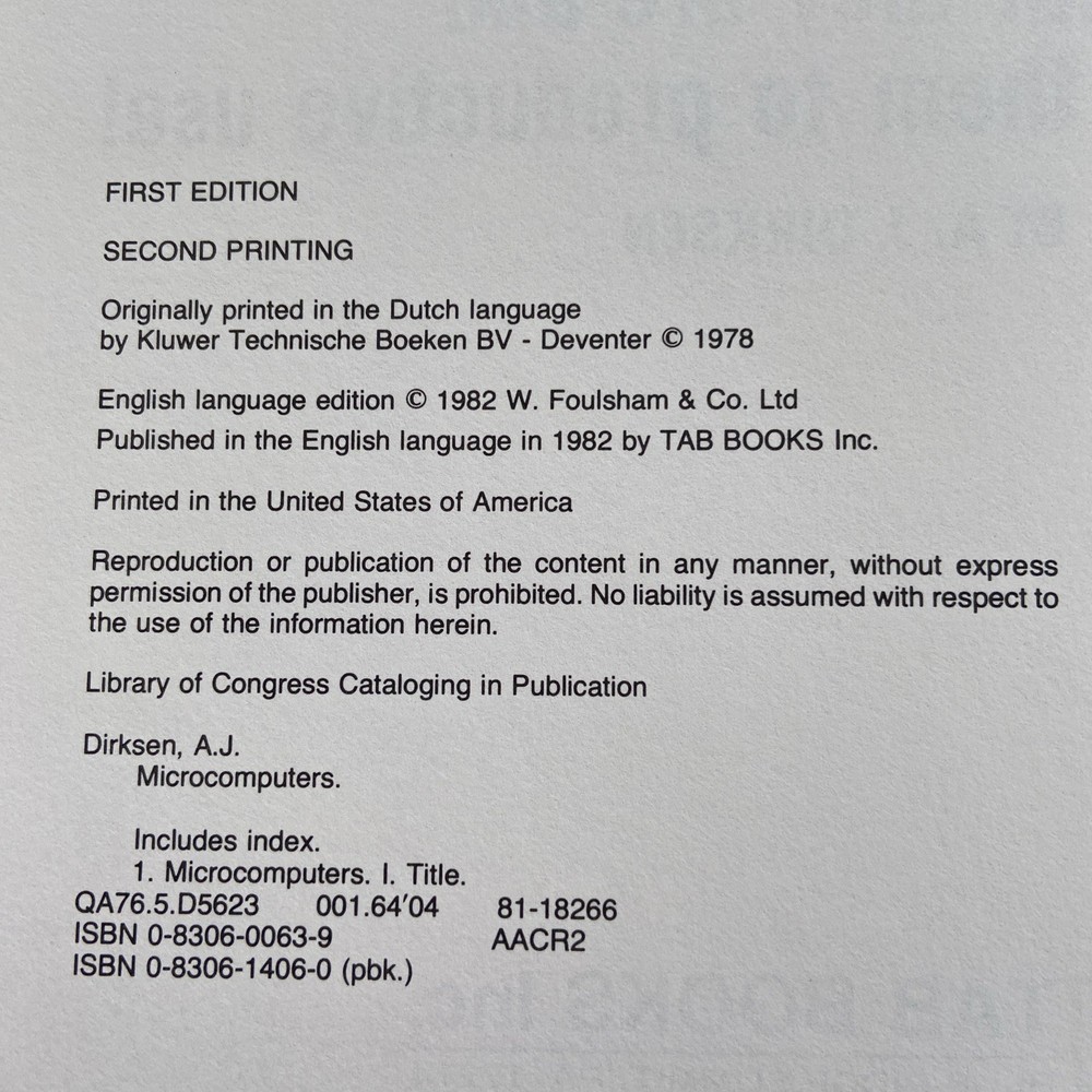 Microcomputers AJ Dirksen Tab Vintage Computer Book 1st Printing Intel HC 1982