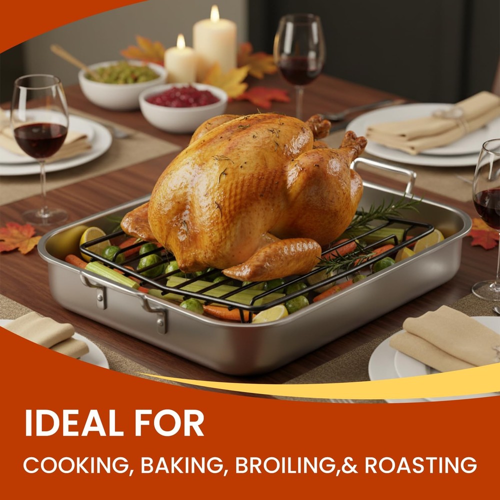 TreeLen Roasting Rack for Pan,Baking Cooking, 10*8'', Black