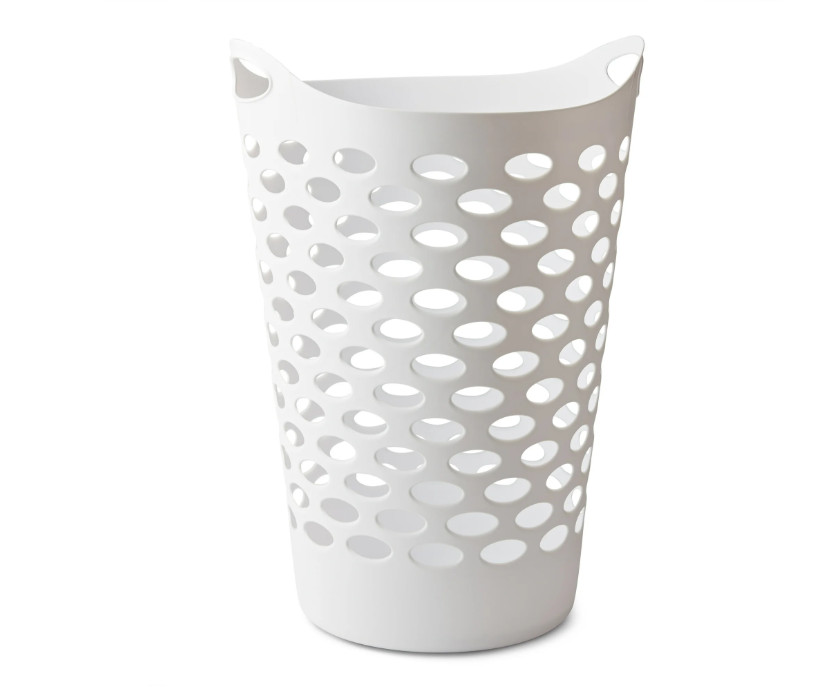 (3 pack) Mainstays Plastic Round Laundry Hamper, White, with Carrying Handles