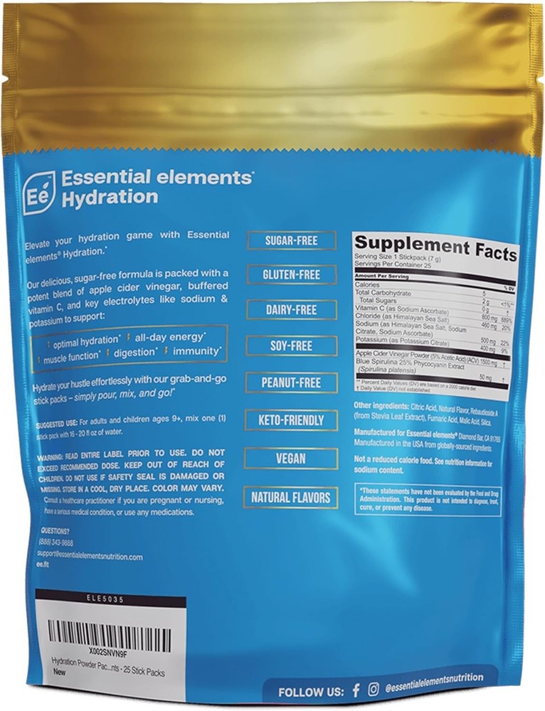 Essential elements Hydration Packets - Blue Raspberry Lemonade - Electrolytes Po