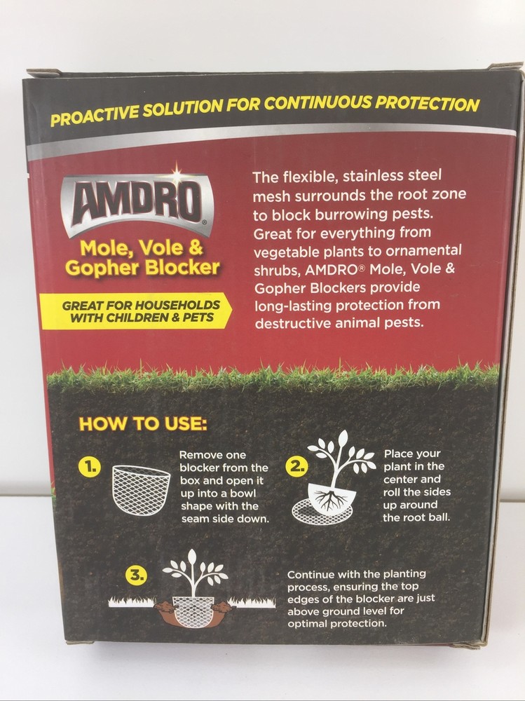 Mole, Vole & Gopher Blocker, Prevents Root Damage (Pack of 4)