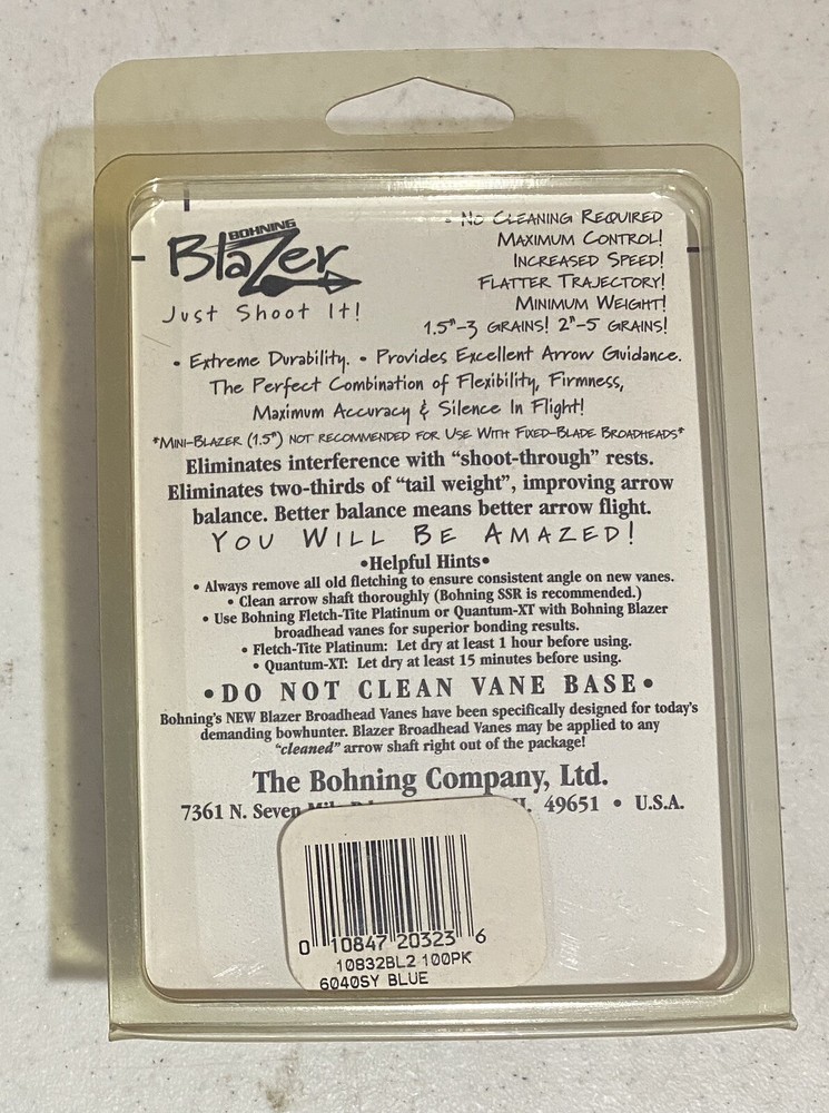 Bohning Blazer Archery Vane (100-Pack), Blue