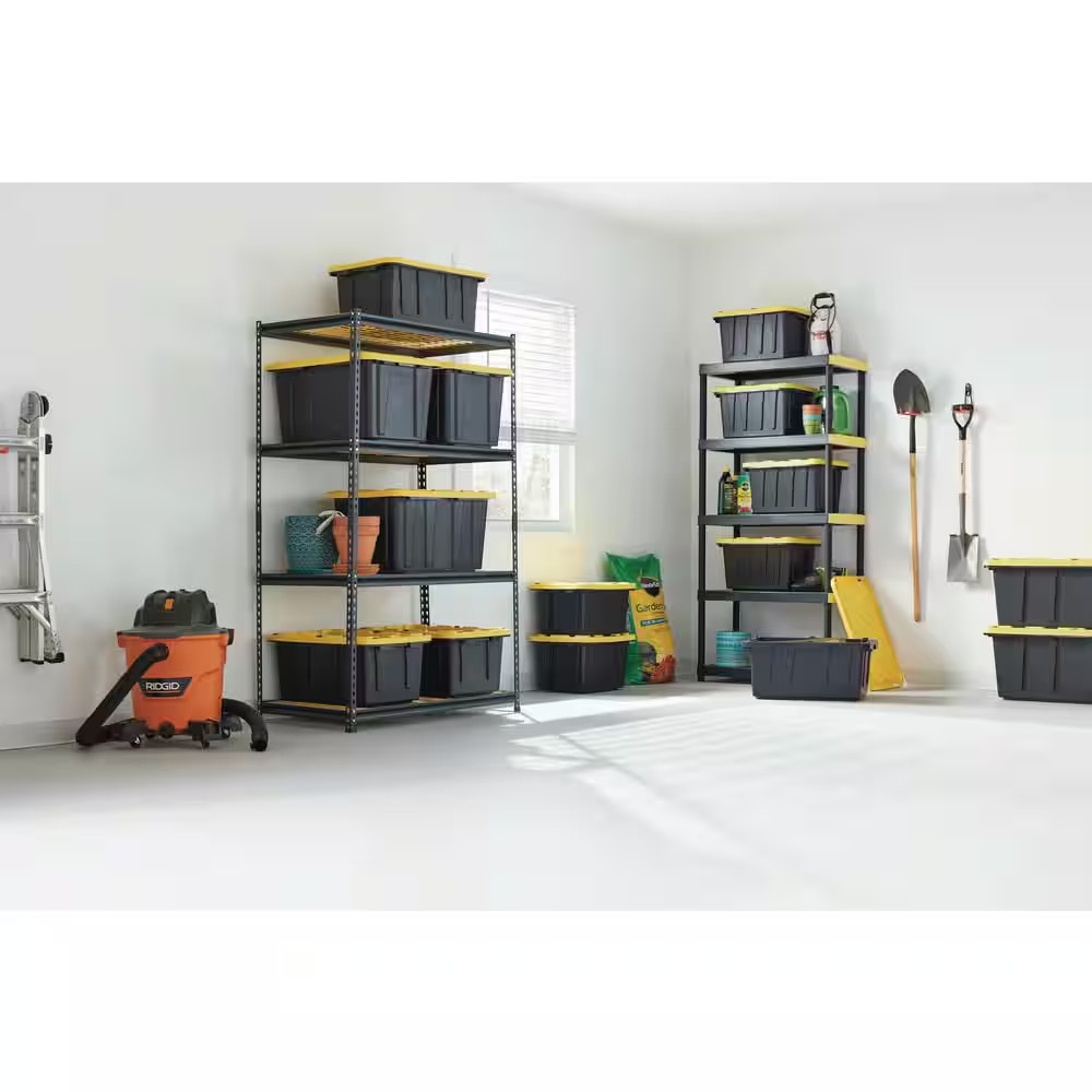 5-Tier Easy Assembly Multi-Purpose Plastic Garage Storage Shelving Unit in Black