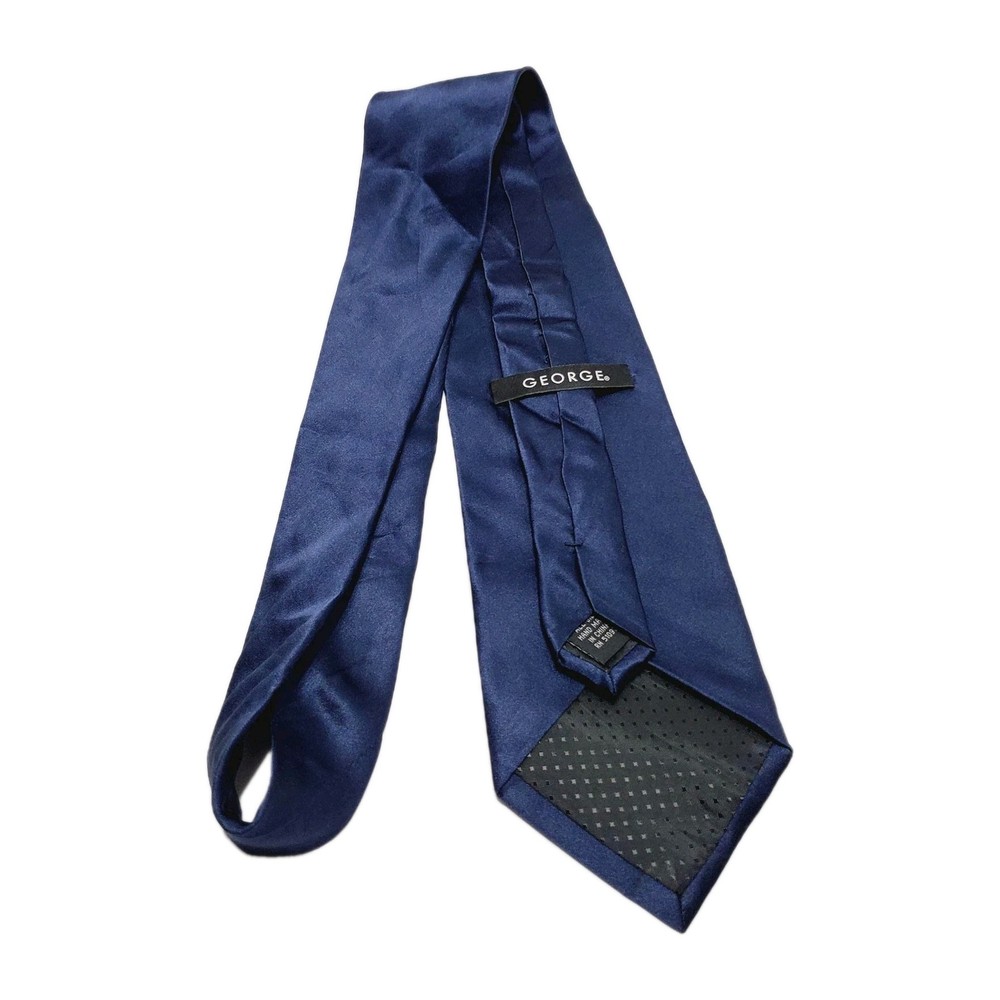 George Solid Blue Pattern Men's Silk Neck Tie 58x3.5"
