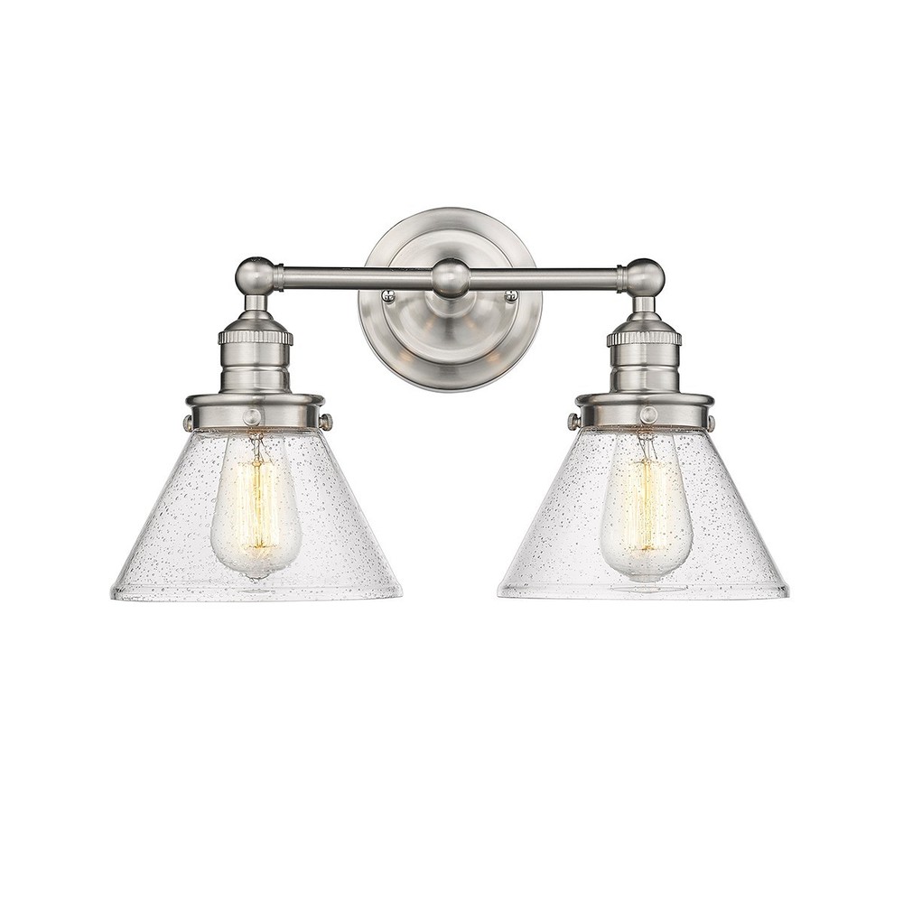 Brushed Nickel Two Light Vanity from the Eyden Collection
