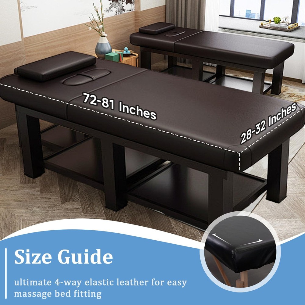 Leather Massage Table Cover Protector Wipeable Massage Table Cover Fitted Rep...