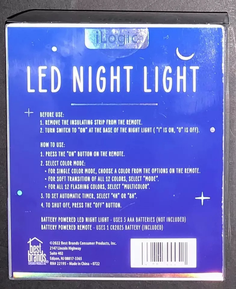 iLogic Led Night Light with 3 Light Mode/12 changing colors+Remote Control/Bunny