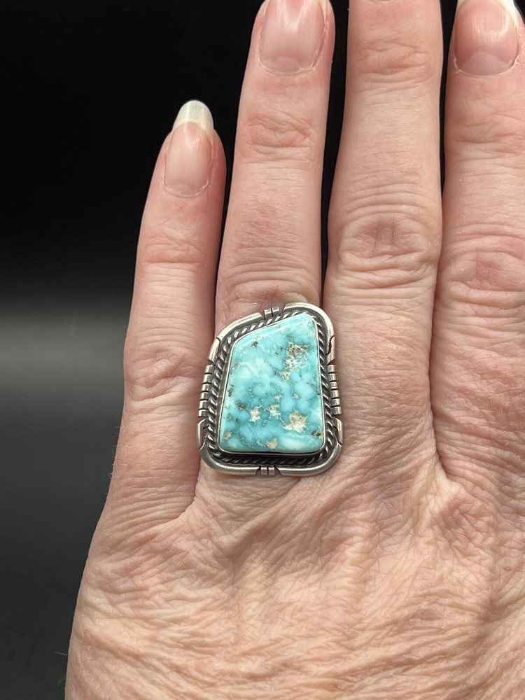 Dave Skeets Sonoran Turquoise Sterling Ring Size 5.5