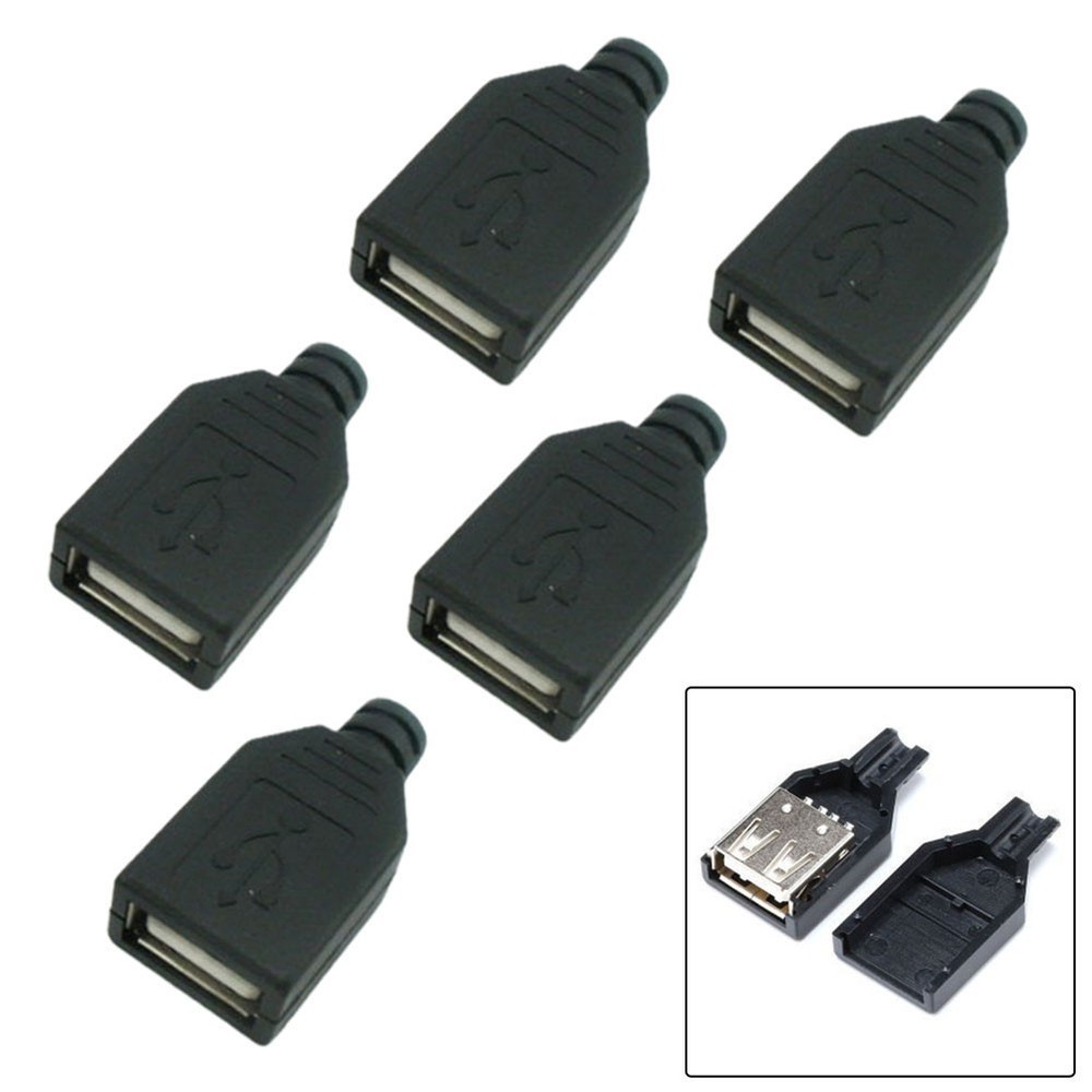 Accessories USB Female Socket Connector Shell USB 2.0 5V Mobile Female Socket