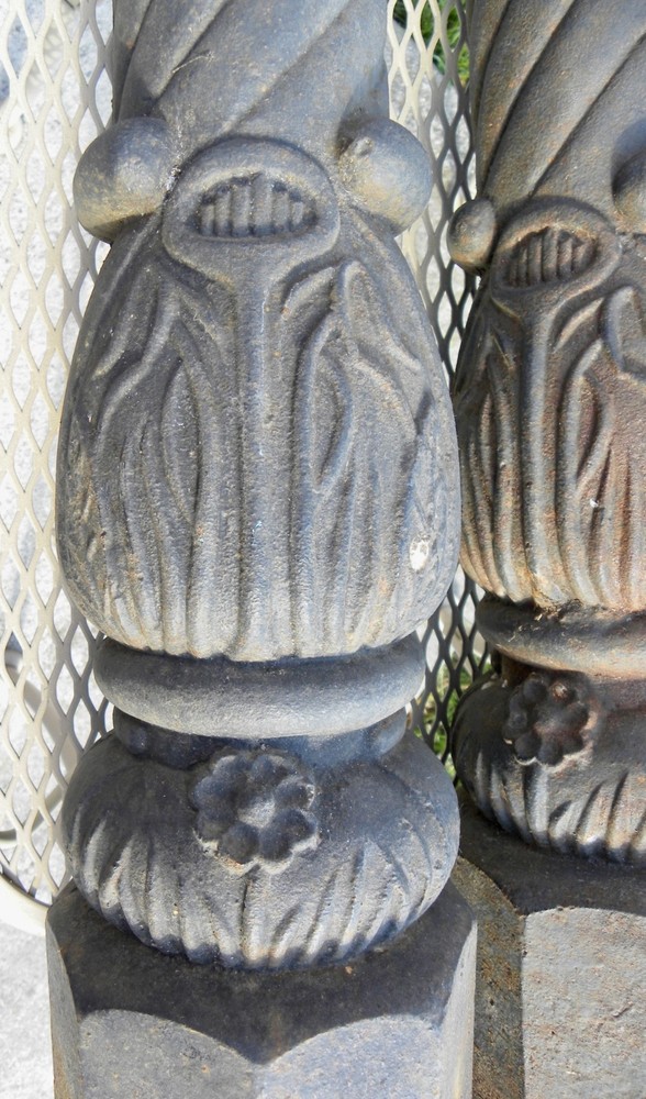 TWO Matching Authentic 42" Cast Iron HORSE HEAD Hitching Posts w/ 8-Sided Base