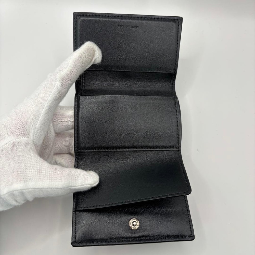 CELINE Tri Fold Wallet Folded Compact Wallet Black From Japan