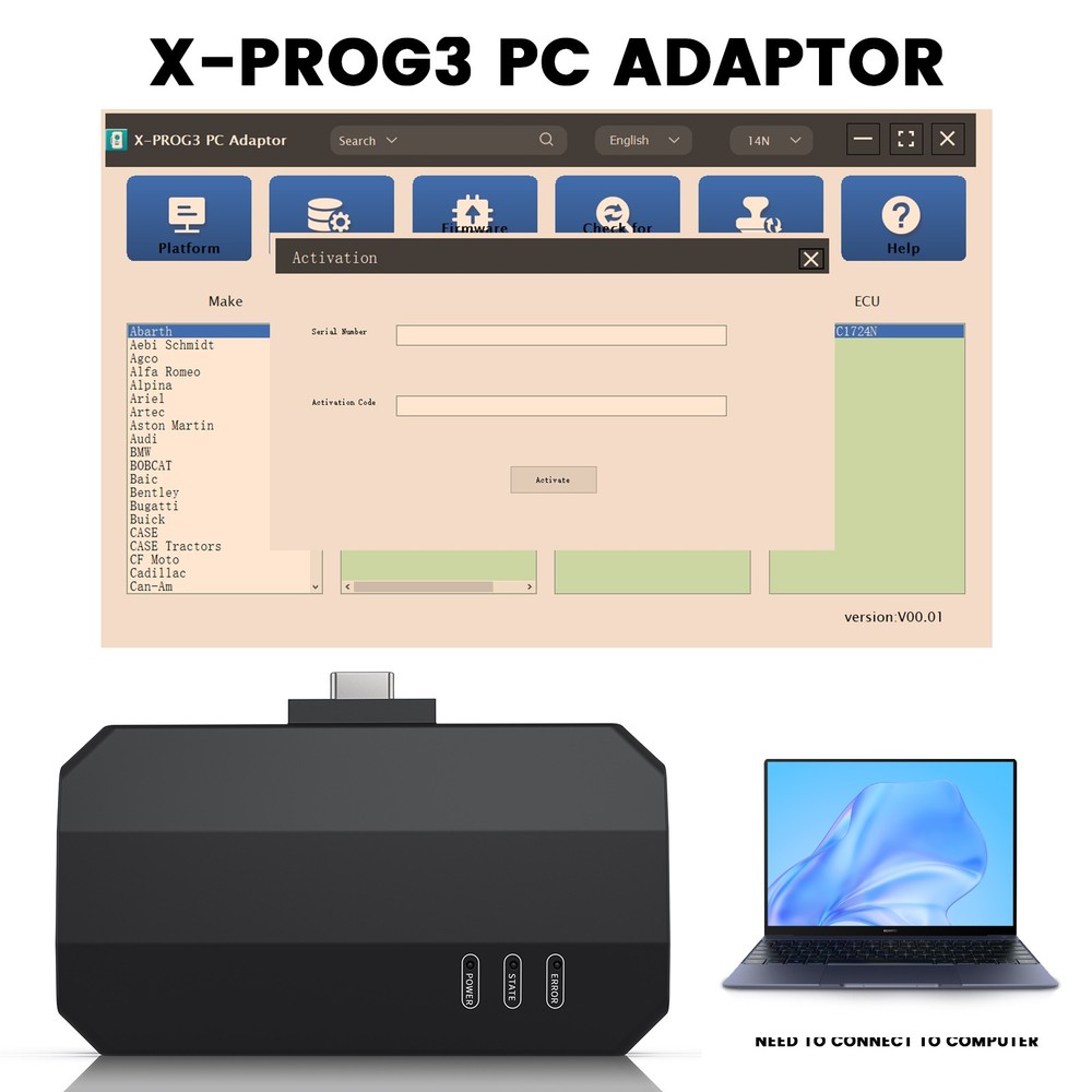 LAUNCH X431 IMMO GIII X-Prog 3 X-PROG3 PC Adaptor Engine Data Validation