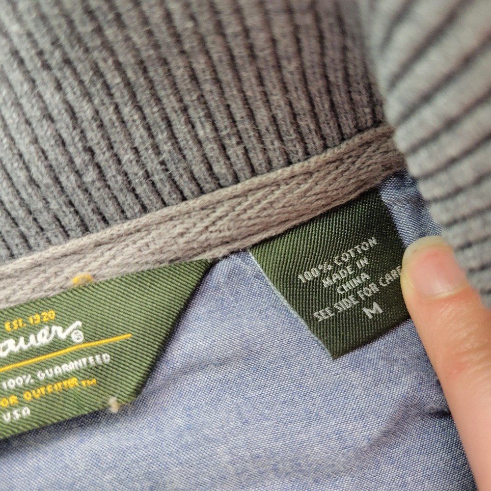 Eddie Bauer Sweater Mens Medium Gray Henley Pullover