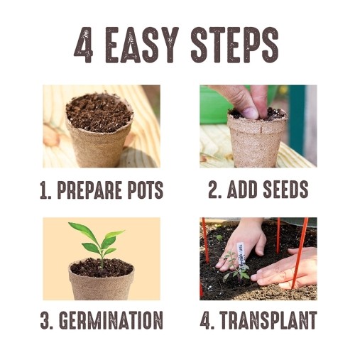 Jiffy 3″ Round Growing Medium Peat Pots — Biodegradable Seed Starter (10 Pack)
