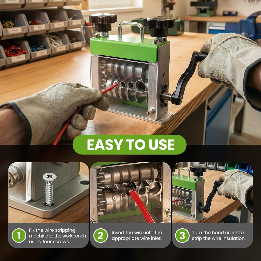 Manual Wire Stripping Machine, Drill Powered Hand Crank Wire Stripper Tool with