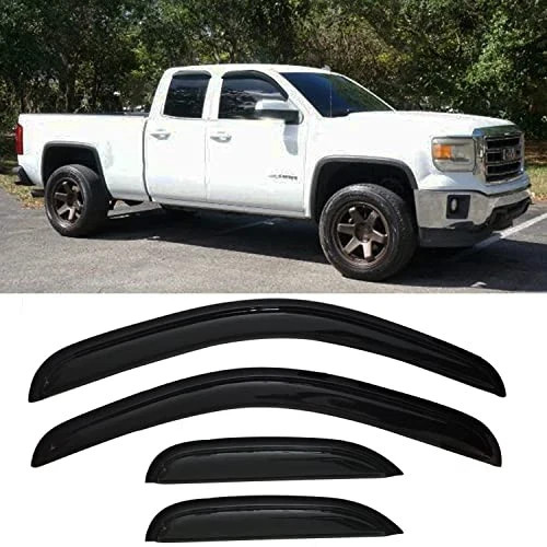 Side Window Visor Wind Deflectors Rain Guard for 2007-2013 Chevy Silverado &