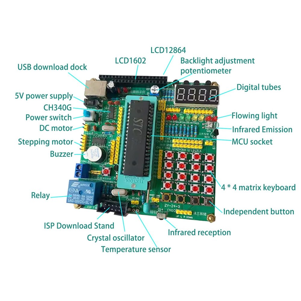 Basic Starter Kit 51/52 MCU Demo Board Development Board Soldering Practice K...