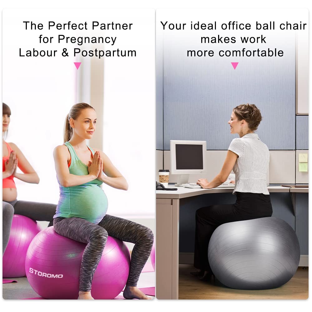 Exercise Ball,Yoga Ball(with Exercise Tutorial)，Extra Thick Non-Slip,Holds 25...